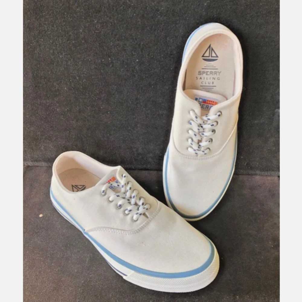 Sperry womens size 9.5 White Canvas Walking Shoes Sneakers WSTS81699